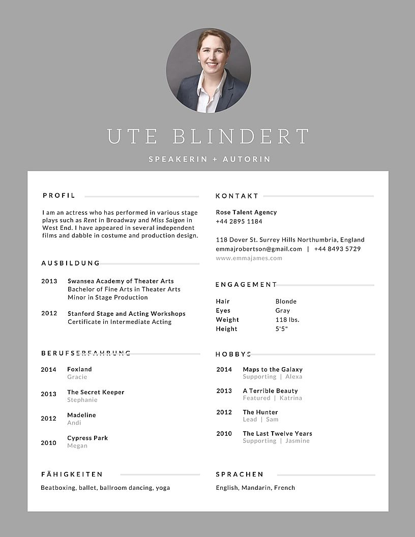 Lebenslauf Studentin