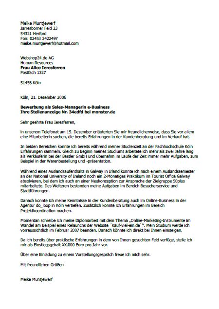 Anschreiben Bewerbung Beispiele Ingenieur